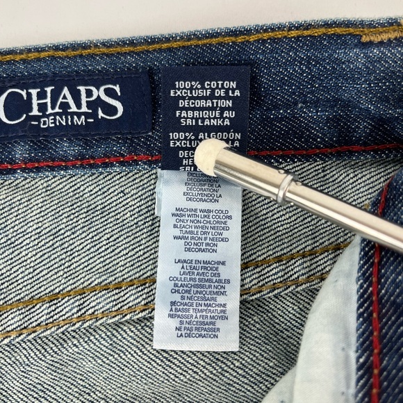 NWT Men’s Chaps Straight Fit Denim Jeans Medium Dark Blue Wash 36” x 32” - Picture 7 of 16